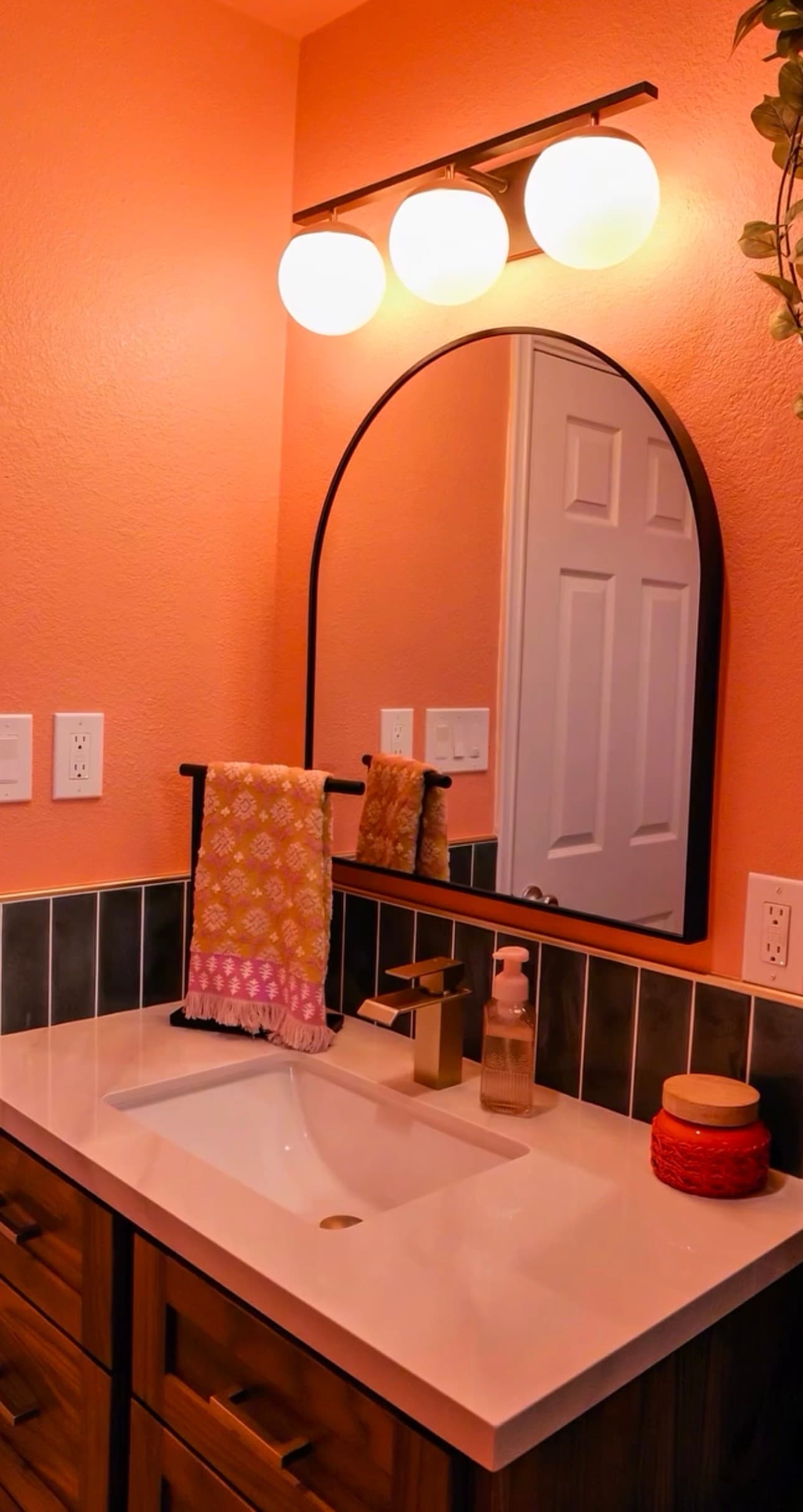 Bathroom Remodel in Citrus Heights — single vanity, undermount sink, framed mirror, lighted mirror, subway tile backsplash