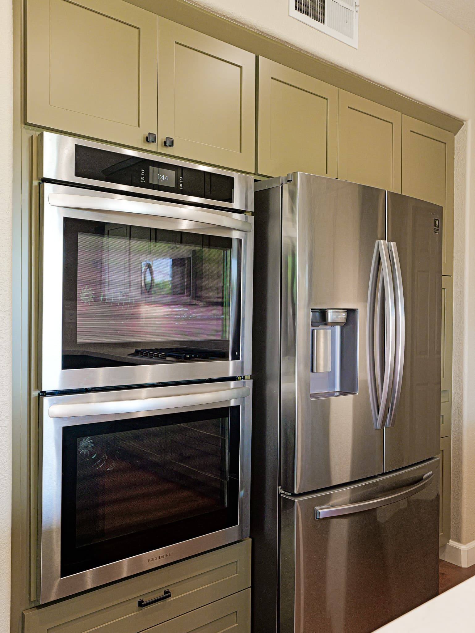 Bathroom Remodel in Sacramento — shaker cabinets, double oven, stainless appliances, custom cabinetry, hardwood flooring