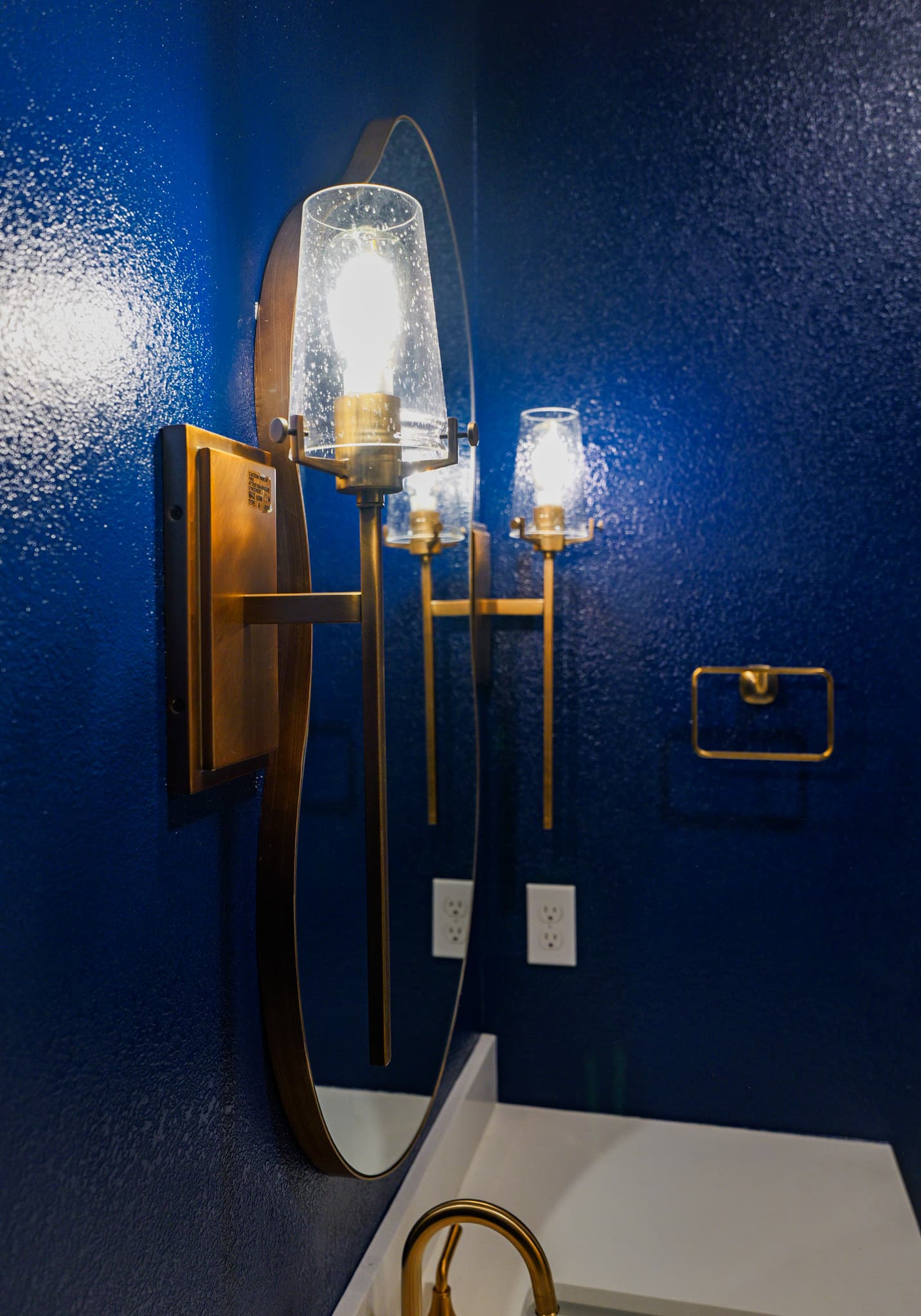 Kitchen Remodel in Sacramento — lighted mirror, single vanity, vessel sink, pendant lighting, framed mirror