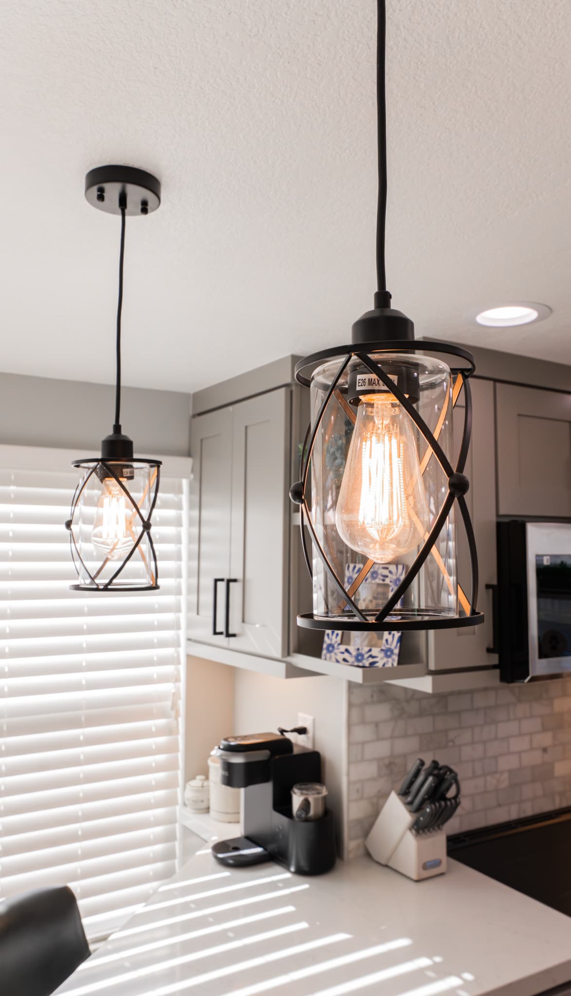 Kitchen Remodel in Citrus Heights — pendant lighting, recessed lighting, shaker cabinets, subway tile backsplash, quartz countertop
