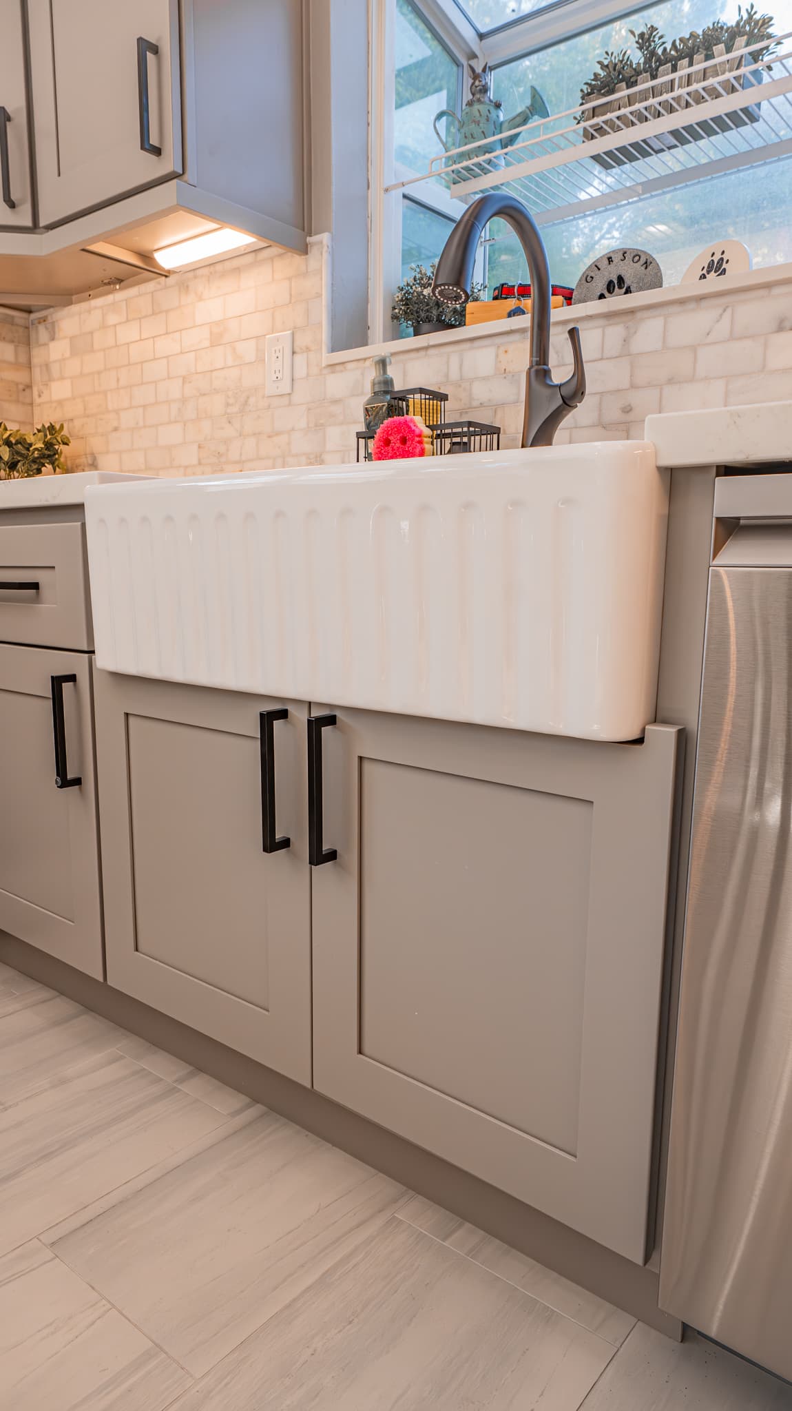 Kitchen Remodel in Citrus Heights — farmhouse sink, shaker cabinets, subway tile backsplash, under-cabinet lighting, stainless appliances