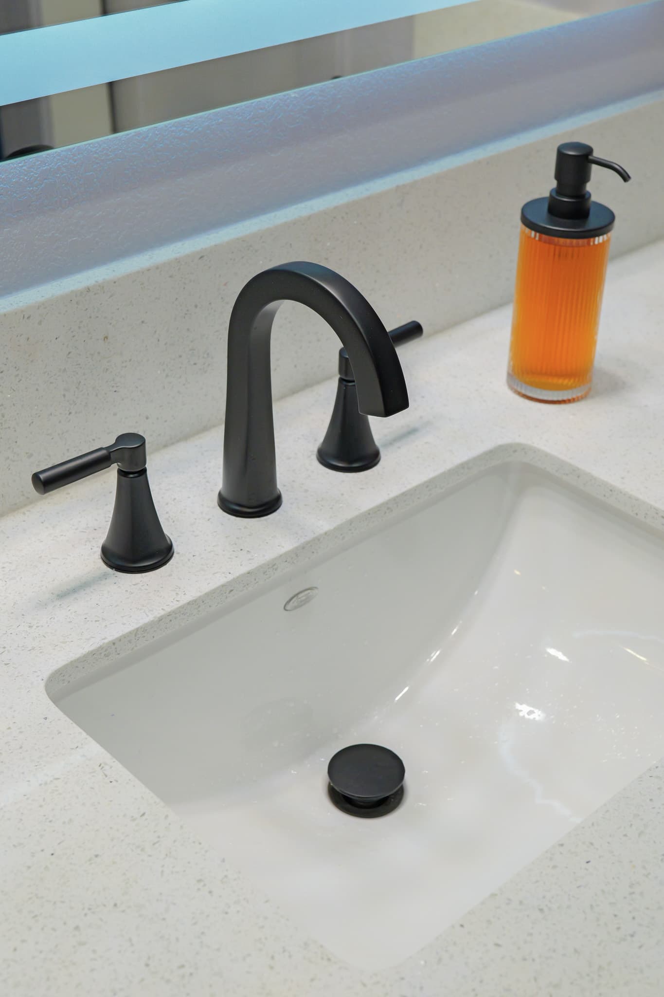 House Renovation in Rocklin — undermount sink, quartz countertop, single vanity, lighted mirror