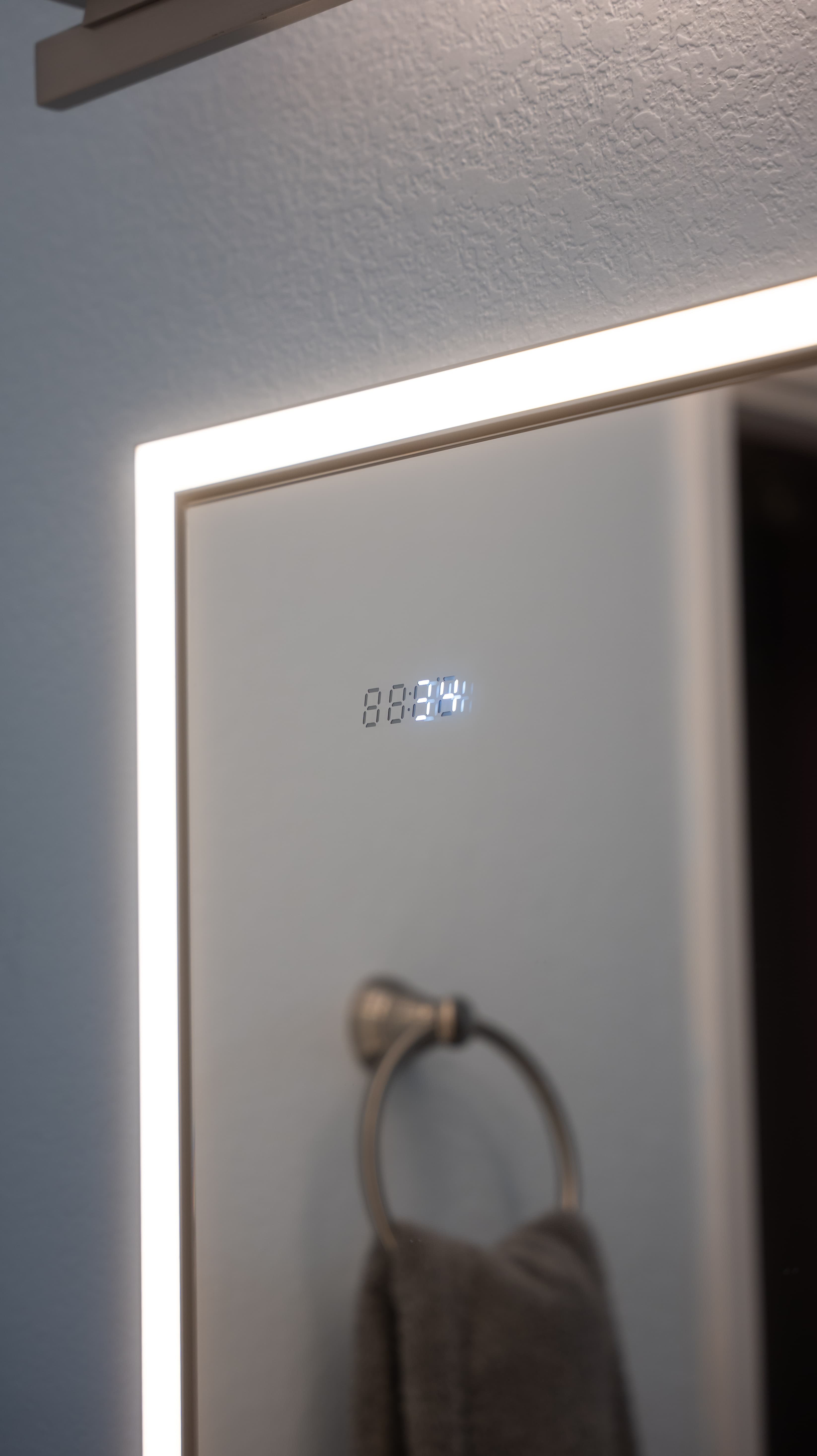 Kitchen Remodel in Sacramento — lighted mirror, single vanity, framed mirror, recessed lighting