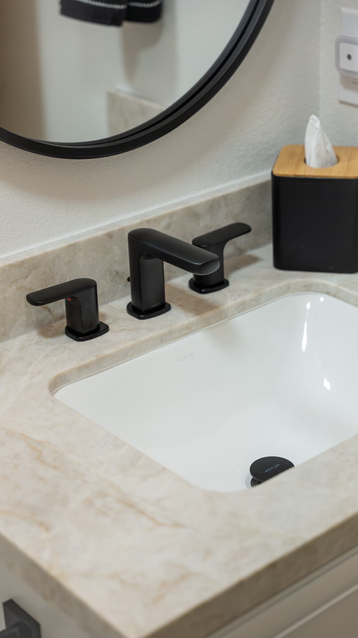 Bathroom Remodel in Folsom — undermount sink, marble countertop, single vanity, framed mirror