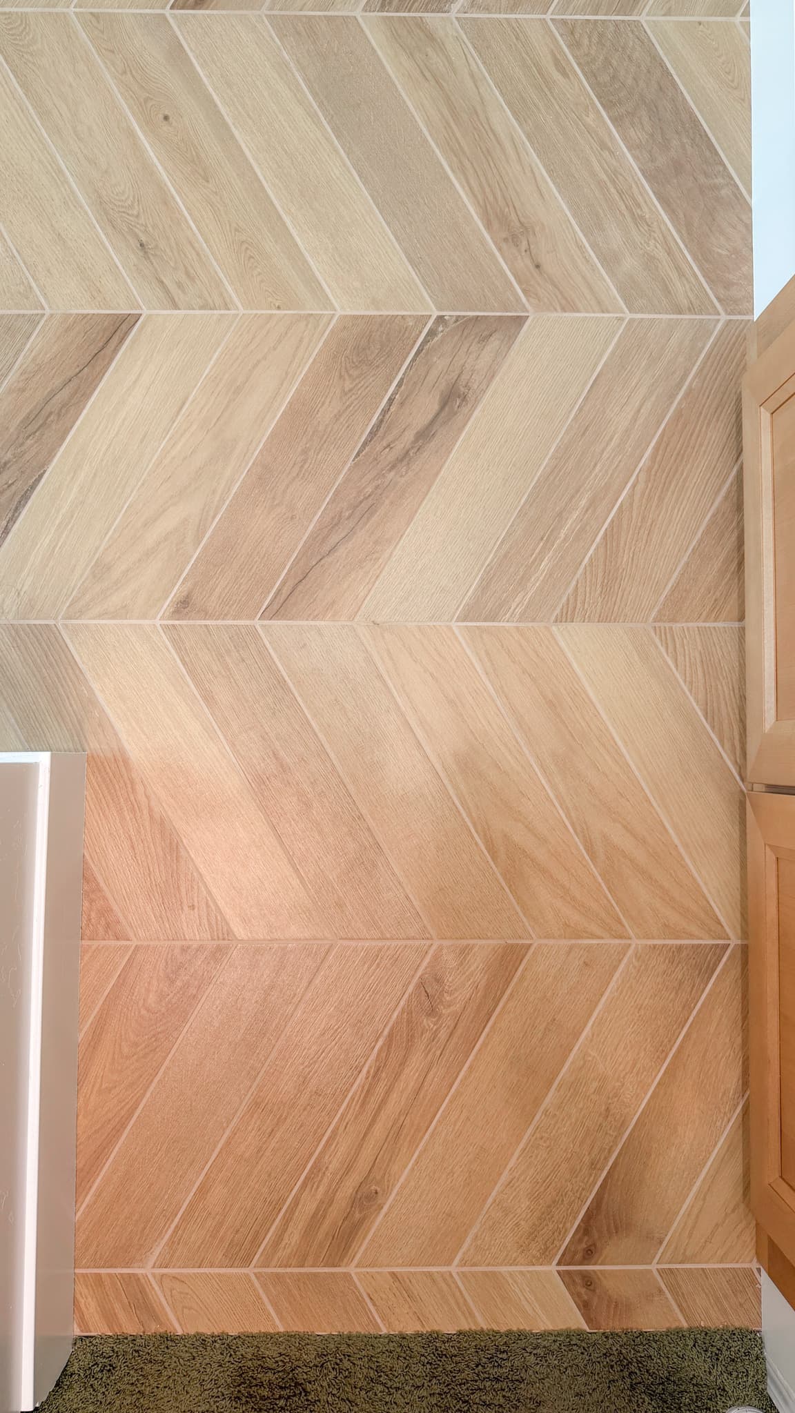 Bathroom Remodel in Carmichael — porcelain tile flooring, ceramic tile flooring, tiled shower surround, raised-panel cabinets