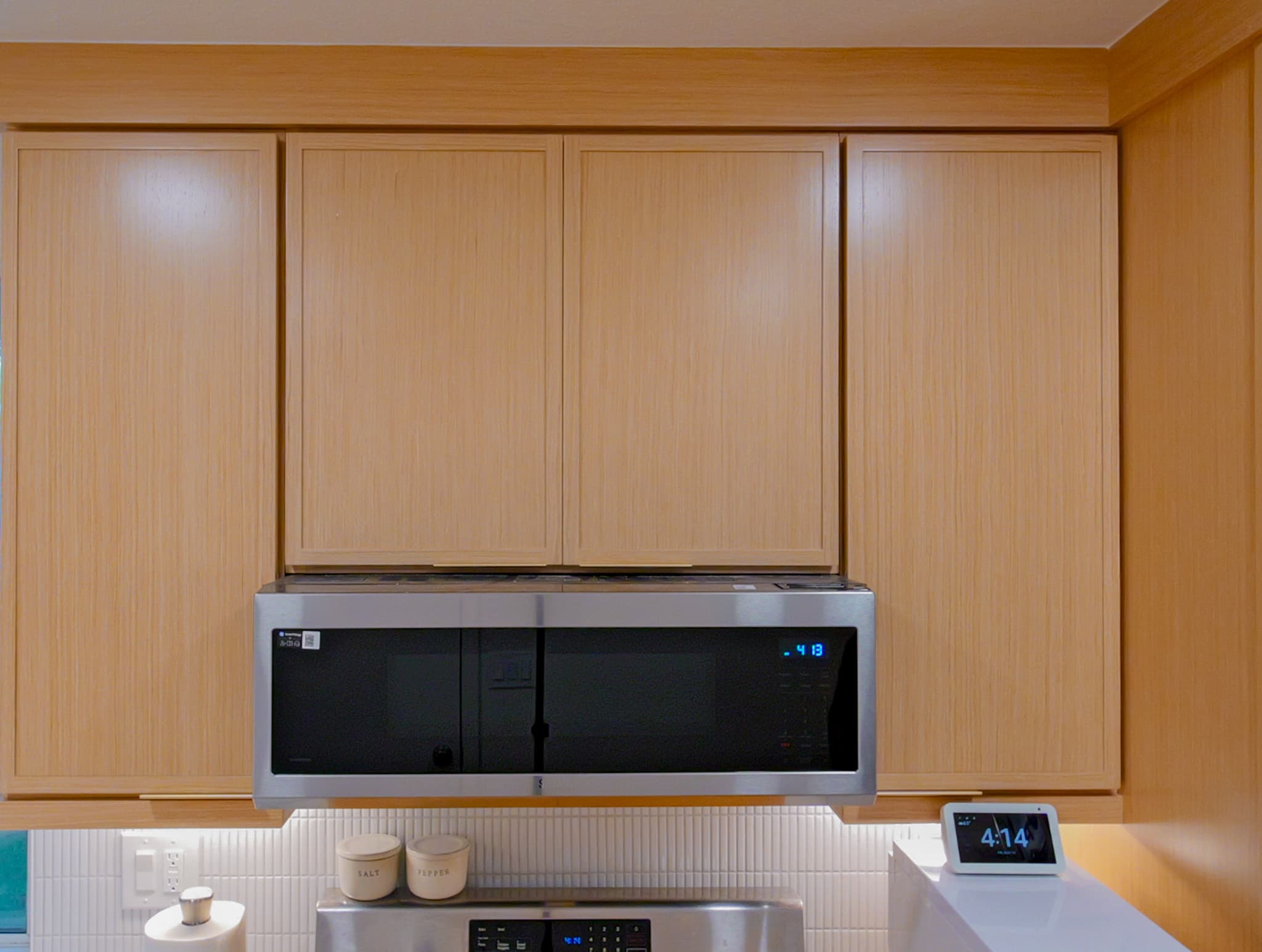 Kitchen Remodel in Antelope — custom cabinetry, stainless appliances, subway tile backsplash, under-cabinet lighting, range hood