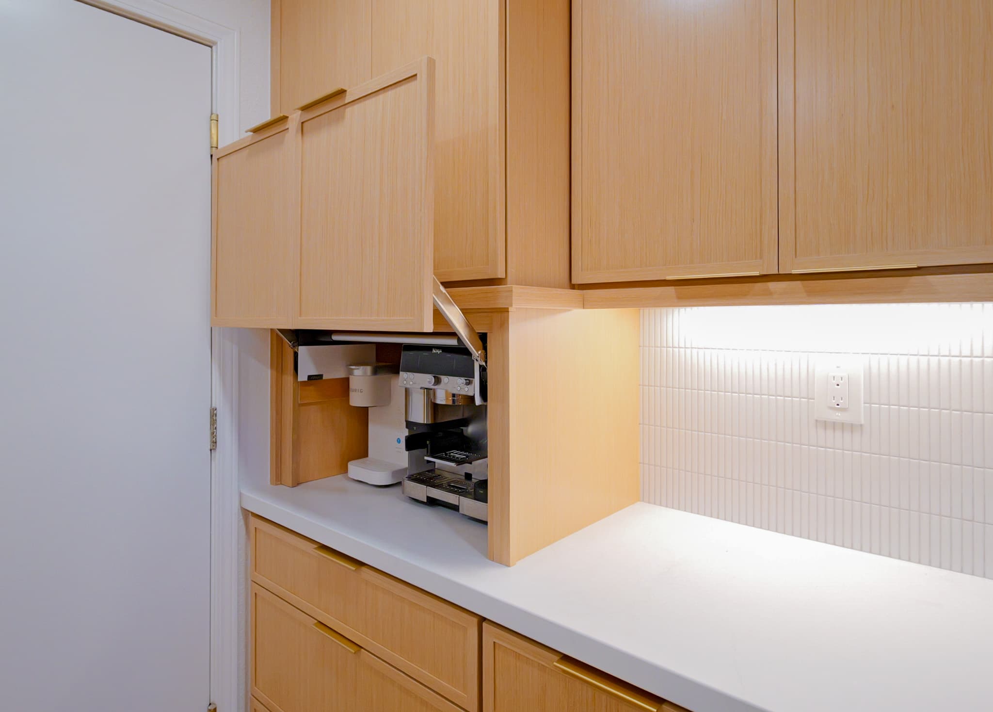 Kitchen Remodel in Antelope — custom cabinetry, quartz countertop, under-cabinet lighting, subway tile backsplash, shaker cabinets