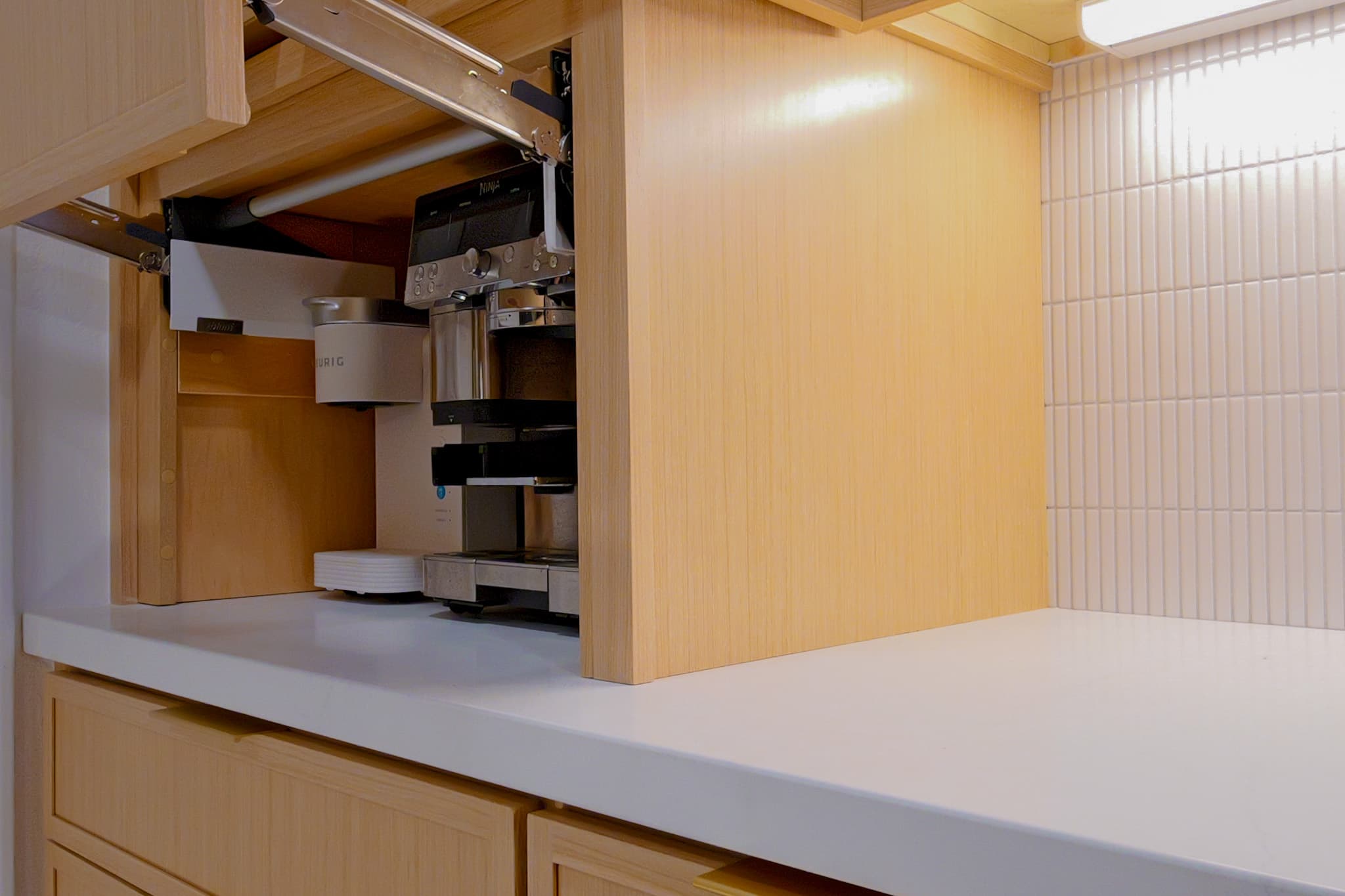 Kitchen Remodel in Antelope — custom cabinetry, quartz countertop, under-cabinet lighting, shaker cabinets, subway tile backsplash