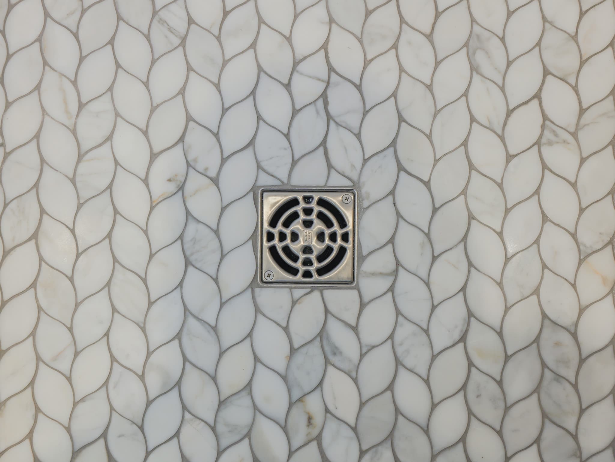 Bathroom Remodel in Sacramento — walk-in shower, mosaic backsplash, marble tile flooring, natural-stone tile flooring, tiled shower surround